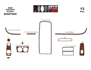 Burstner Ixeo Time 02.2013 3D Interior Dashboard Trim Kit Dash Trim Dekor 13-Parts