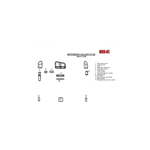 Mitsubishi Galant 1994-1998 Full Set, 13 Parts set Interior BD Dash Trim Kit 2