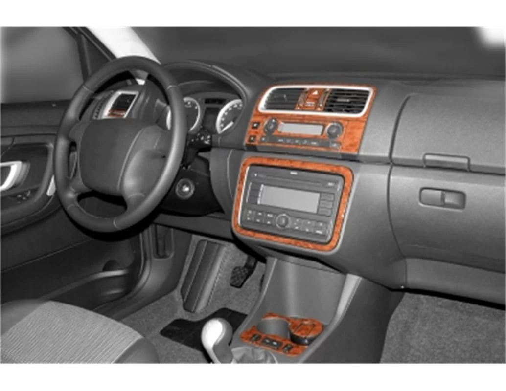 Skoda Fabia 5J Roomster 06.2006 3D Interior Dashboard Trim Kit Dash Trim Dekor 20-Parts - 1 - Interior Dash Trim Kit