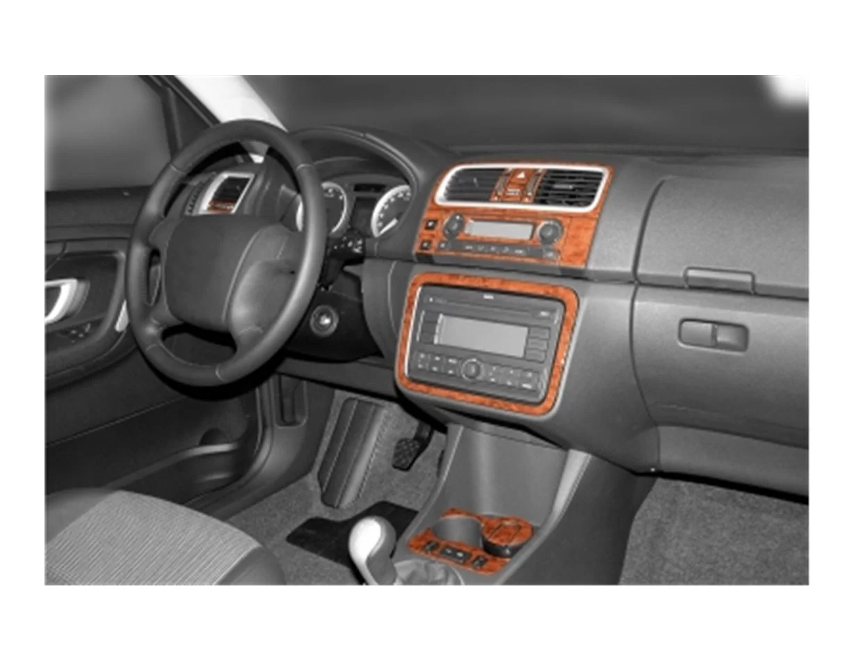 Skoda Fabia 5J Roomster 06.2006 3D Interior Dashboard Trim Kit Dash Trim Dekor 20-Parts - 1 - Interior Dash Trim Kit