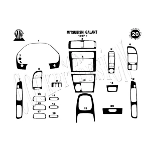 Mitsubishi Galant VIII 01.1997 3D Interior Dashboard Trim Kit Dash Trim Dekor 20-Parts 2
