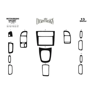 Mitsubishi Galant VIII 01.98-12.02 3D Interior Dashboard Trim Kit Dash Trim Dekor 13-Parts 2