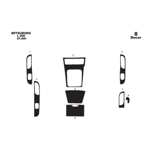 Mitsubishi L 200 01.09-01.14 3D Interior Dashboard Trim Kit Dash Trim Dekor 8-Parts 2