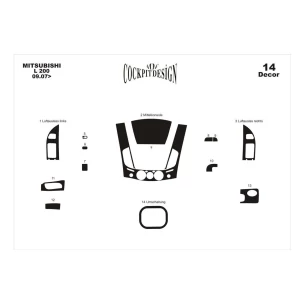 Mitsubishi L 200 4x2 08.2007 3D Interior Dashboard Trim Kit Dash Trim Dekor 13-Parts 2
