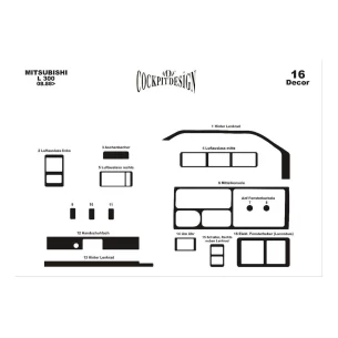 Mitsubishi L 300 08.1988 3D Interior Dashboard Trim Kit Dash Trim Dekor 16-Parts 2