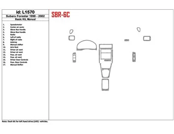 Subaru Forester 1998-2002 Manual Gearbox, Basic Set, 17 Parts set Interior BD Dash Trim Kit - 1 - Interior Dash Trim Kit