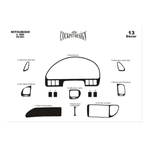 Mitsubishi L 400 05.98 12.06 3D Interior Dashboard Trim Kit Dash Trim Dekor 13-Parts 2