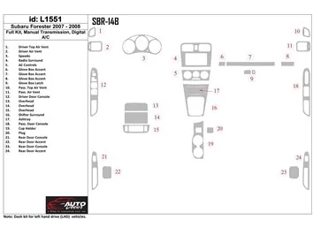 Subaru Forester 2007-2008 Full Set, Automatic Gear, Manual Gearbox AC Interior BD Dash Trim Kit - 1 - Interior Dash Trim Kit