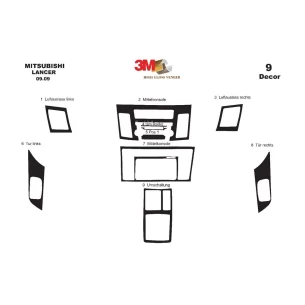 Mitsubishi Lancer CY2A–CZ4A 01.2010 3D Interior Dashboard Trim Kit Dash Trim Dekor 9-Parts 2