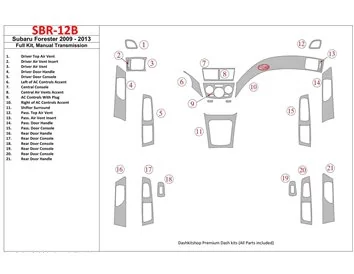 Subaru Forester 2009-UP Full Set, Manual Gear Box Interior BD Dash Trim Kit - 1 - Interior Dash Trim Kit