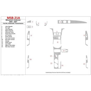 Mitsubishi Outlander 2005-2007 Full Set, Automatic Gear Interior BD Dash Trim Kit 2