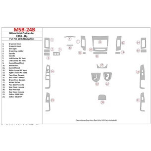Mitsubishi Outlander 2008-UP Full Set, c NAVI Interior BD Dash Trim Kit 2