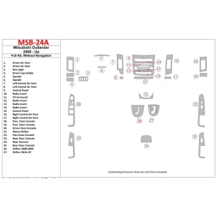 Mitsubishi Outlander 2008-UP Full Set, Without NAVI Interior BD Dash Trim Kit 2