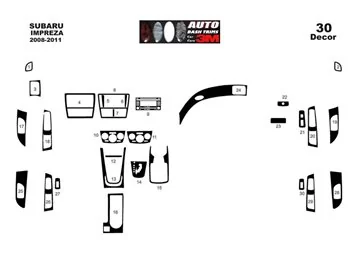 Subaru Impreza 01.2007 3D Interior Dashboard Trim Kit Dash Trim Dekor 22-Parts