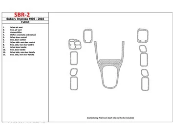 Subaru Impreza 1996-2001 Full Set Interior BD Dash Trim Kit - 1 - Interior Dash Trim Kit