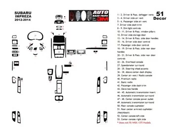 Subaru Impreza G4 2012-2014 3D Interior Dashboard Trim Kit Dash Trim Dekor 51-Parts