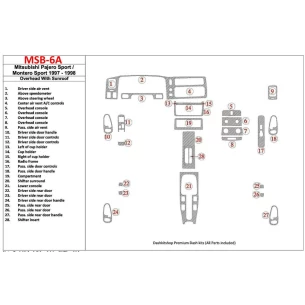 Mitsubishi Pajero Sport/Montero Sport 1998-2008 With Overhead, With Sunroof, 28 Parts set Interior BD Dash Trim Kit 2
