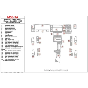 Mitsubishi Pajero Sport/Montero Sport 1998-2008 With Overhead, With Sunroof, 28 Parts set Interior BD Dash Trim Kit
