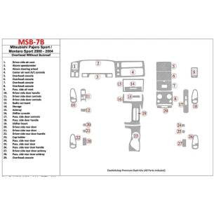 Mitsubishi Pajero Sport/Montero Sport 1998-2008 With Overhead, Without Sunroof, 29 Parts set Interior BD Dash Trim Kit