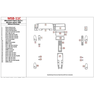 Mitsubishi Pajero Sport/Montero Sport 1998-2008 Without Overhead, 24 Parts set Interior BD Dash Trim Kit 2