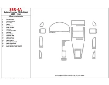 Subaru Impreza RS 1997-UP 4 Doors, Automatic Gearbox, 18 Parts set Interior BD Dash Trim Kit - 1 - Interior Dash Trim Kit
