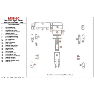 Mitsubishi Pajero Sport/Montero Sport 1998-2008 Without Overhead, 24 Parts set Interior BD Dash Trim Kit