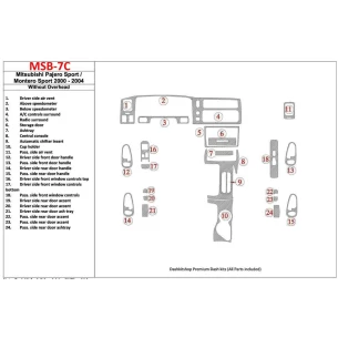 Mitsubishi Pajero Sport/Montero Sport 1998-2008 Without Overhead, 24 Parts set Interior BD Dash Trim Kit