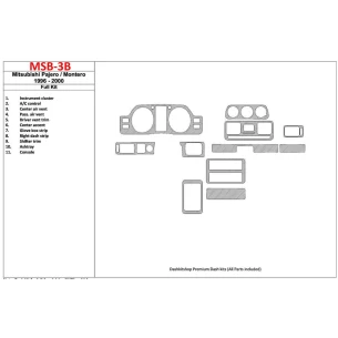 Mitsubishi Pajero/Montero 1991-1999 Full Set, 11 Parts set Interior BD Dash Trim Kit 2