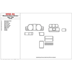 Mitsubishi Pajero/Montero 1991-1999 Full Set, 9 Parts set Interior BD Dash Trim Kit 2