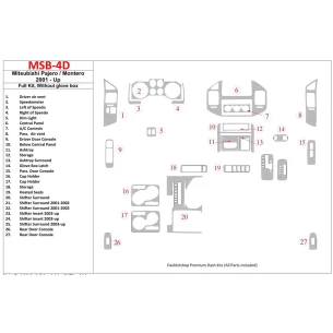 Mitsubishi Pajero/Montero 2000-2006 Full Set, Without glowe-box Interior BD Dash Trim Kit 2