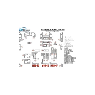 Mitsubishi Pajero/Montero 2000-2006 Full Set, Without glowe-box Interior BD Dash Trim Kit