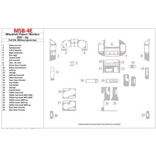Mitsubishi Pajero/Montero 2000-2006 Full Set, Without glowe-box Interior BD Dash Trim Kit
