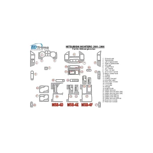 Mitsubishi Pajero/Montero 2000-2006 Full Set, Without glowe-box Interior BD Dash Trim Kit