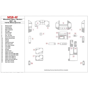 Mitsubishi Pajero/Montero 2000-2006 Full Set, Without glowe-box Interior BD Dash Trim Kit