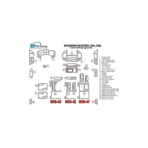 Mitsubishi Pajero/Montero 2000-2006 Full Set, Without glowe-box Interior BD Dash Trim Kit