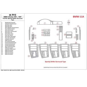 BMW 8 Series E31 1991-1997 Full Set Interior BD Dash Trim Kit 2