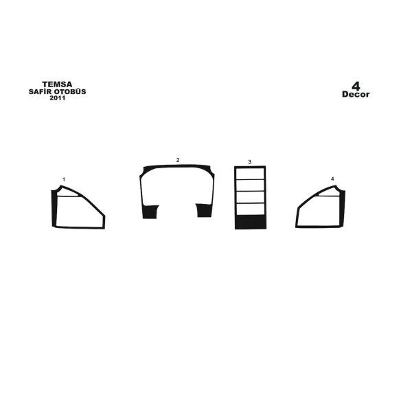 Mitsubishi Safir 01.2011 3D Interior Dashboard Trim Kit Dash Trim Dekor 4-Parts