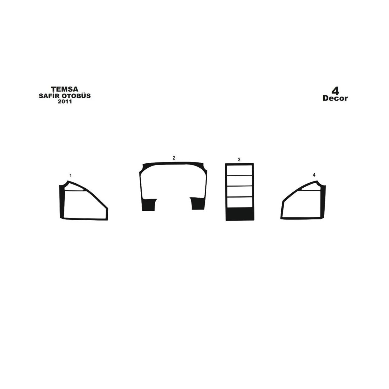 Mitsubishi Safir 01.2011 3D Interior Dashboard Trim Kit Dash Trim Dekor 4-Parts