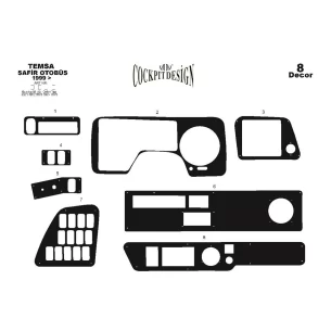 Mitsubishi Safir 01.99-12.10 3D Interior Dashboard Trim Kit Dash Trim Dekor 8-Parts