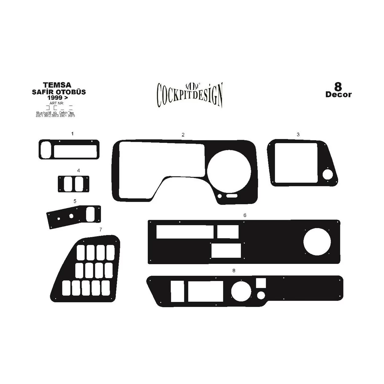 Mitsubishi Safir 01.99-12.10 3D Interior Dashboard Trim Kit Dash Trim Dekor 8-Parts