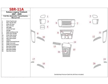 Subaru Legacy 2007-2009 Full Set, Automatic Gear, Manual Gearbox AC Interior BD Dash Trim Kit - 1 - Interior Dash Trim Kit