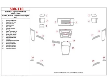 Subaru Legacy 2007-2009 Full Set, Manual Gear Box, Automatic AC Interior BD Dash Trim Kit - 1 - Interior Dash Trim Kit