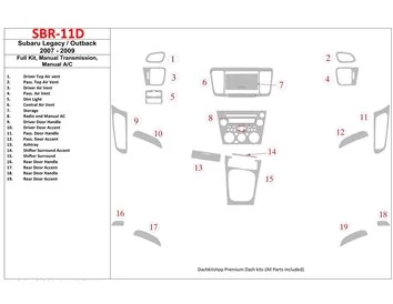 Subaru Legacy 2007-2009 Full Set, Manual Gear Box, Manual Gearbox AC Interior BD Dash Trim Kit - 1 - Interior Dash Trim Kit