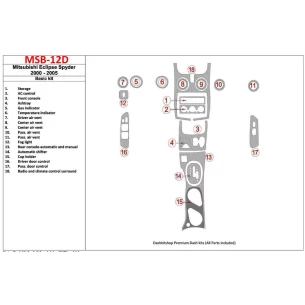 Mitsubishi Spyder 2000-2005 Basic Set, 18 Parts set Interior BD Dash Trim Kit 2