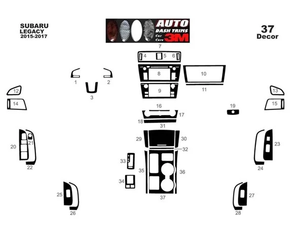 Subaru Legacy 2015-2017 3D Interior Dashboard Trim Kit Dash Trim Dekor 37-Parts