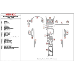 Mitsubishi Spyder 2000-2005 Full Set, 24 Parts set Interior BD Dash Trim Kit 2