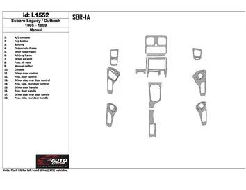 Subaru Legacy Outback 1995-1999 Manual Gearbox, 18 Parts set Interior BD Dash Trim Kit - 1 - Interior Dash Trim Kit