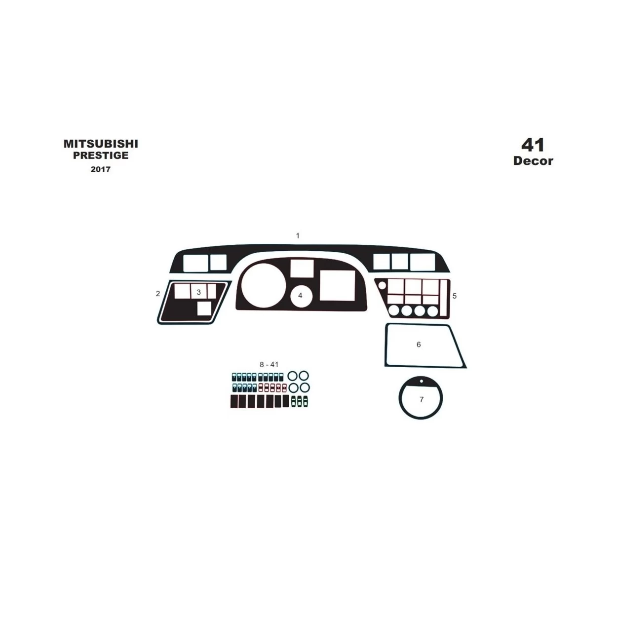 Mitsubishi Temsa Prestige Midibus 2017 3D Interior Dashboard Trim Kit Dash Trim Dekor 41-Parts
