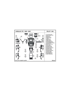 Cadillac STS 2008-2012 Full Set, With NAVI, Without NAVI Interior BD Dash Trim Kit 2