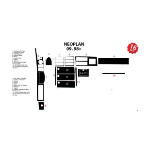 Neoplan StarLiner TH 516 01.1998 3D Interior Dashboard Trim Kit Dash Trim Dekor 16-Parts